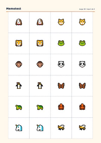 Memotest para imprimir